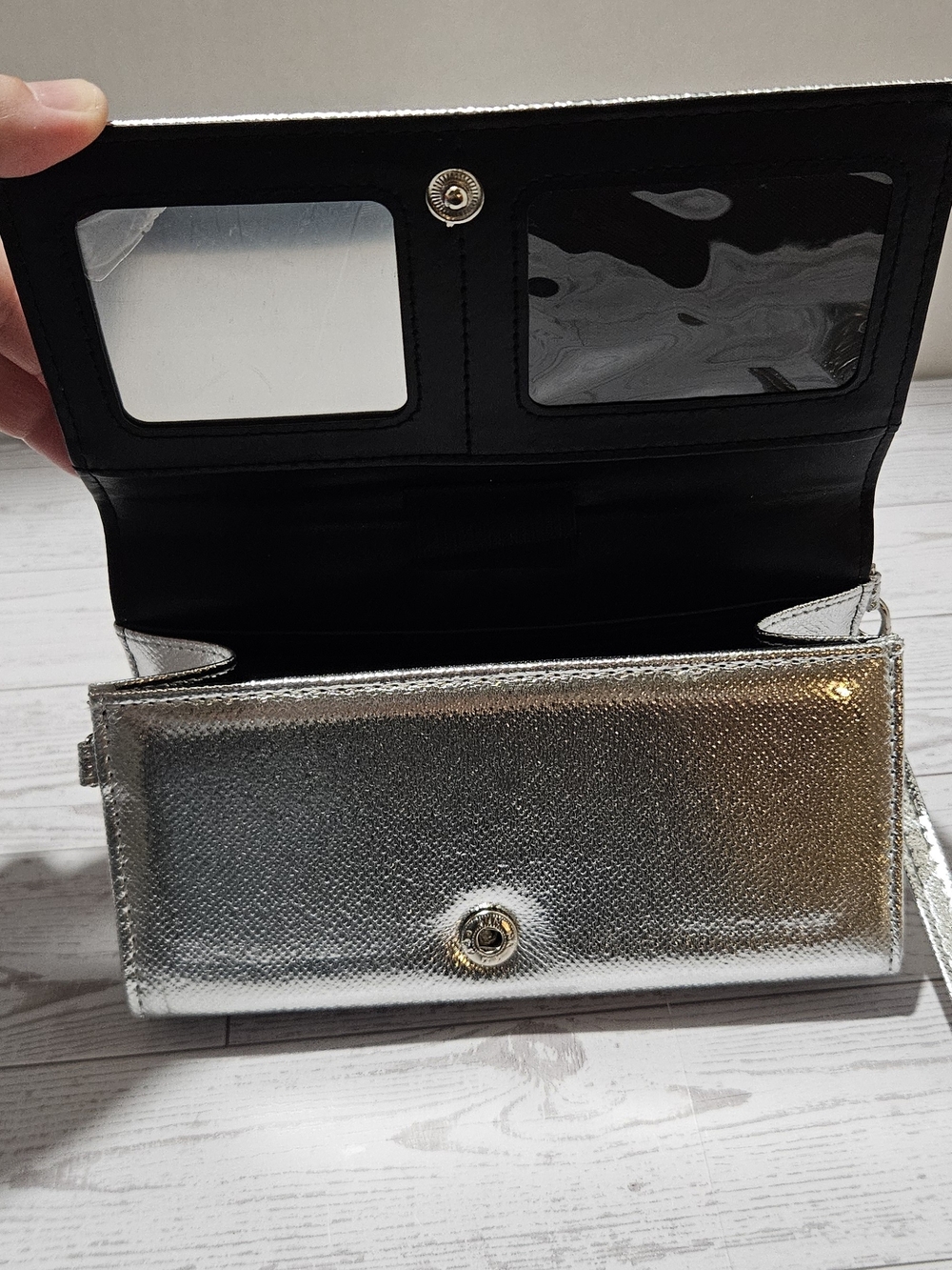 Metallic Silver Women's Clutch Wristlet - Picture 4 of 7
